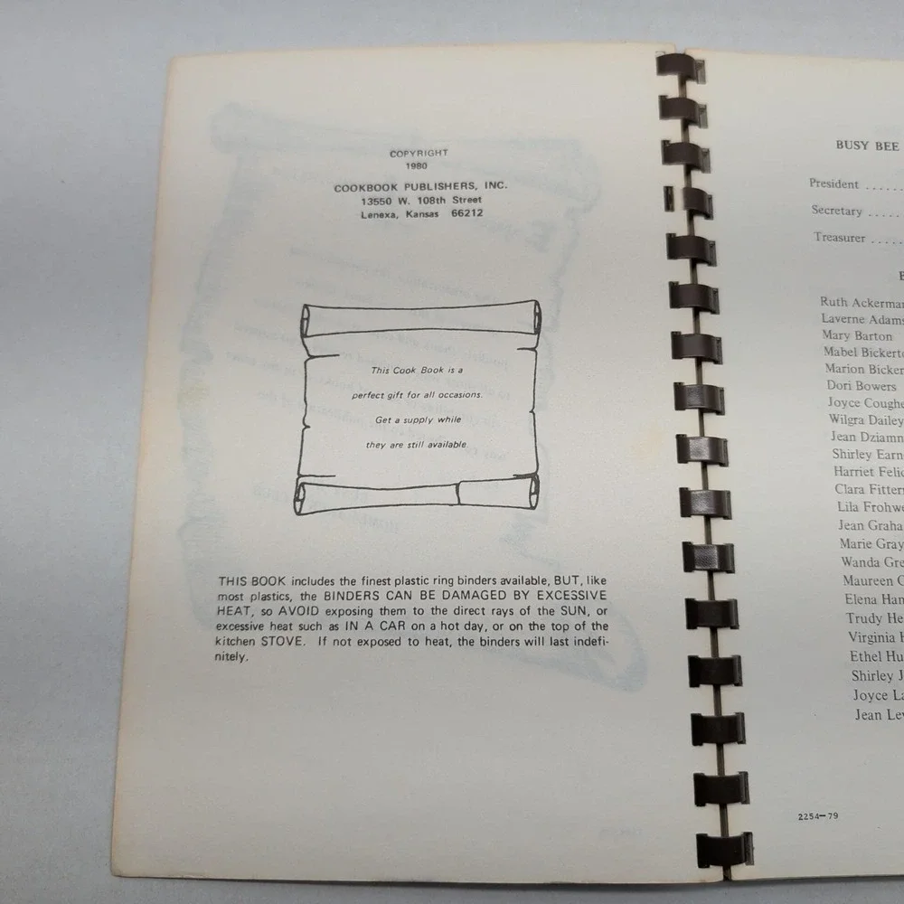 Our Recipes Community Cookbook Busy Bee Homemaker's Club‎ Floreffe PA 1980